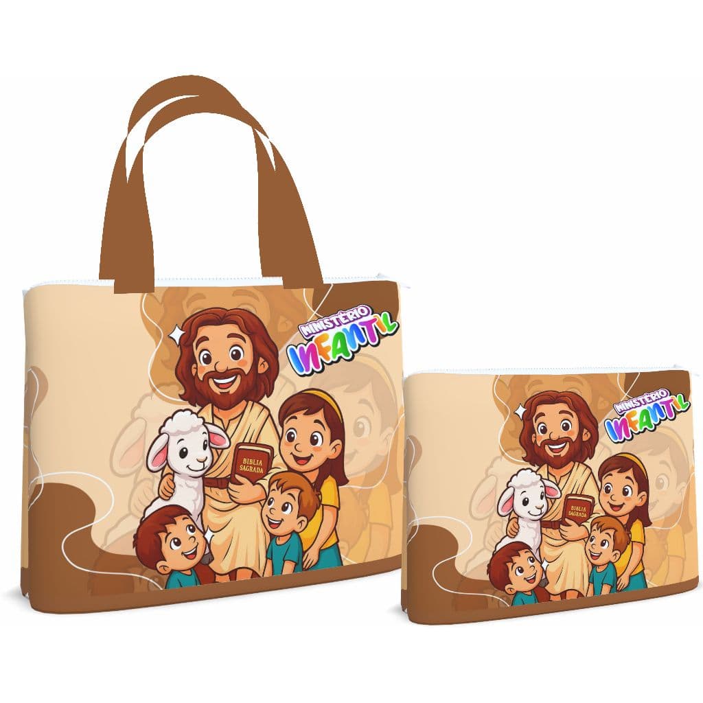 Bolsa Sacola Pasta Ecobag + Necessaire 45x35_ Ministério Infantil
