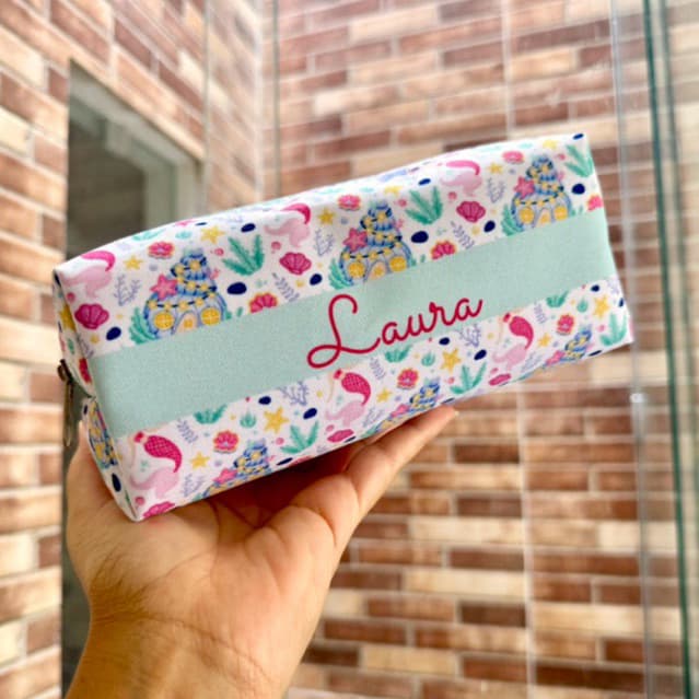 Estojo escolar menina personalizado com nome infantil volta as aulas lápis caneta organização