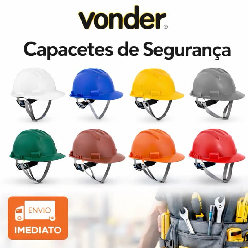 Capacete aba frontal cores com jugular e suspensão com catraca profissional - Vonder
