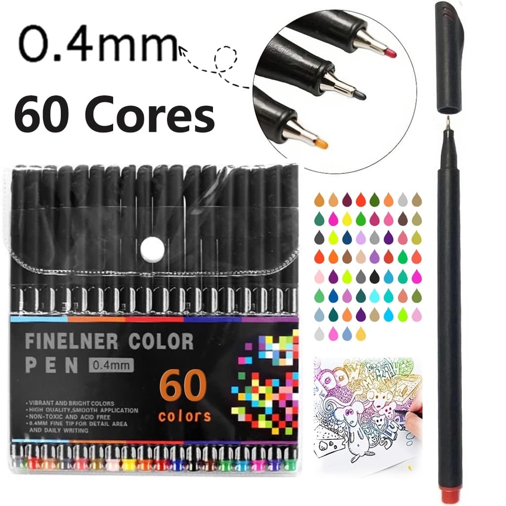 Kit Com 12/24/36/48/60 Canetas Neon Metalica coloridos/ Papelaria Fofa