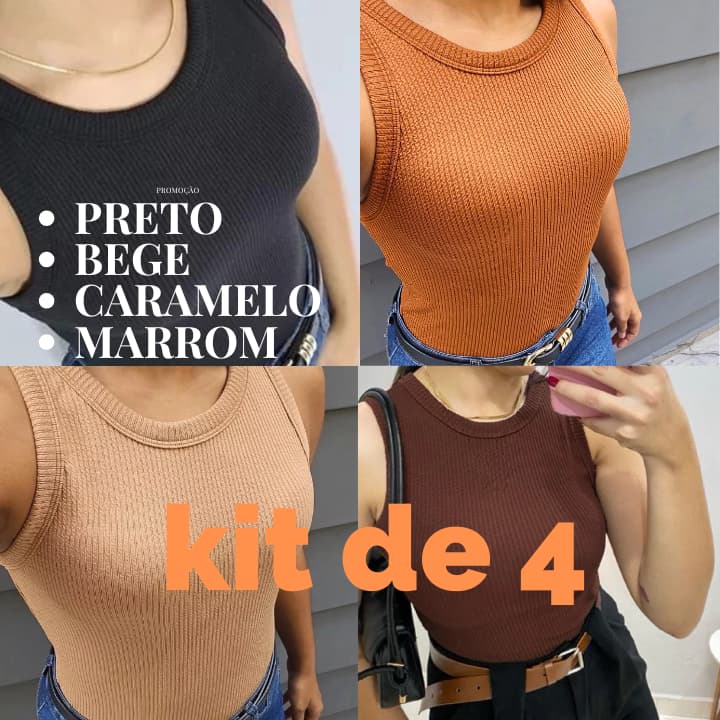 Kit Regata Feminina Conforto Estilo Versatilidade Regata Feminina Canelada Macio Especial P ao G3