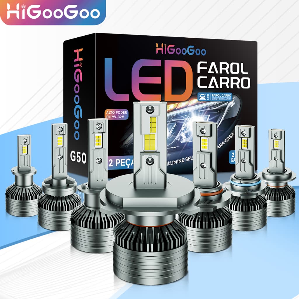 HiGooGoo G50 150W Par de Farol Ultra Led Lâmpadas 30000LM Carro Luz De Nevoeiro H1 H3 H4 H7 H11 9005 HB3 HB4 H27 880