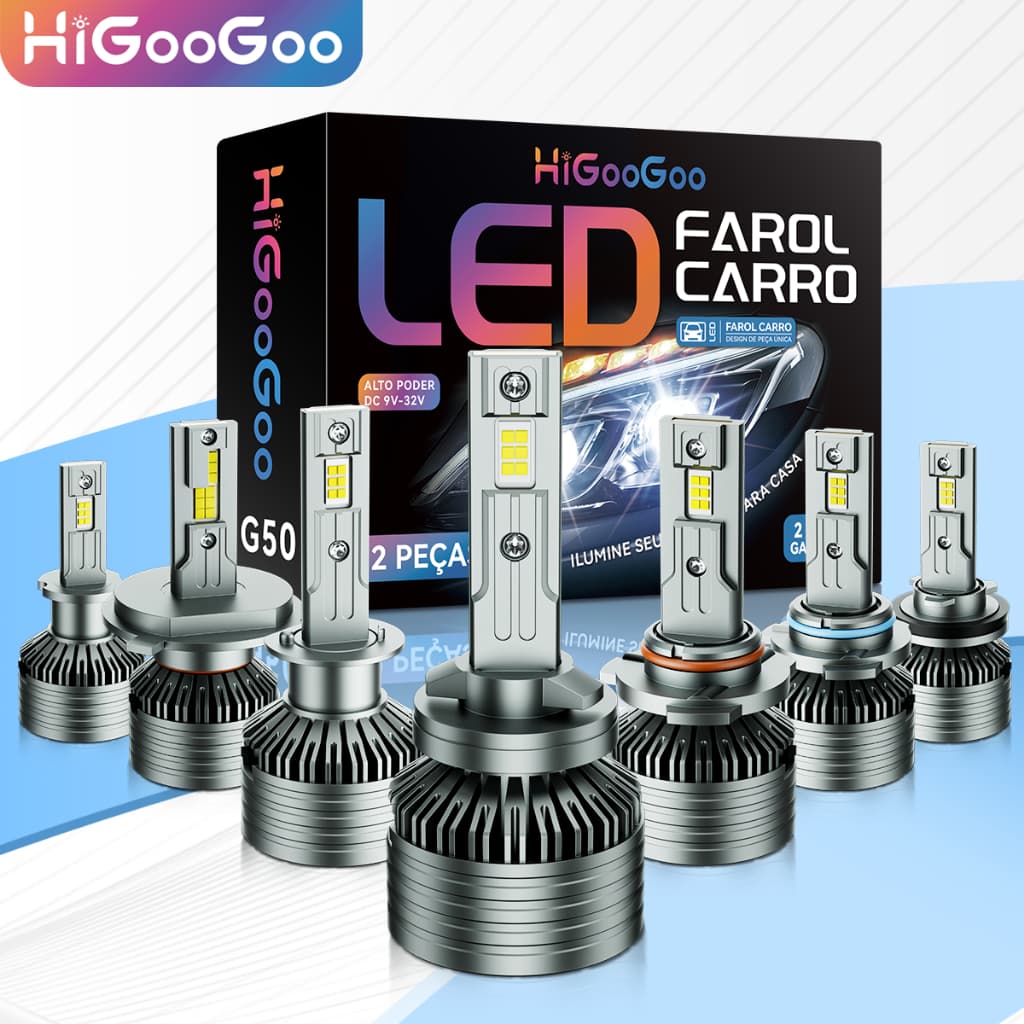 HiGooGoo G50 30000LM LED Luzes De Nevoeiro Do Carro H1 H3 H4 H7 H11 H27 9005 9006 Farol De Led Para Carro Lâmpada 150W
