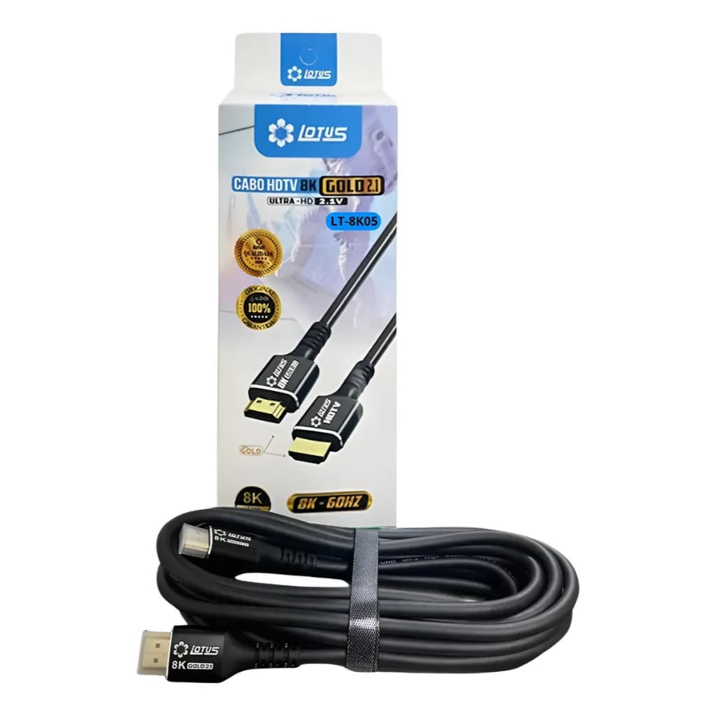 Cabo HDMI 5m 8K 60Hz Ultra HD 2.1 4K 120Hz Gold Alta Velocidade 2m 3m 5m