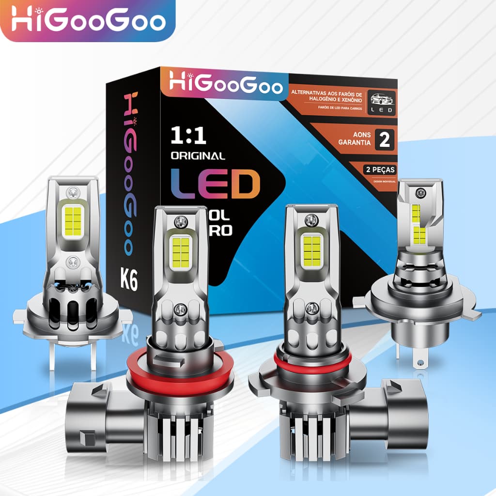 HiGooGoo K6 2 Pcs 18000LM 1:1 ORIGINAL Plug And Play Farol H7 Led Carro Luz De Nevoeiro Do Carro Condução H4 H11 9005