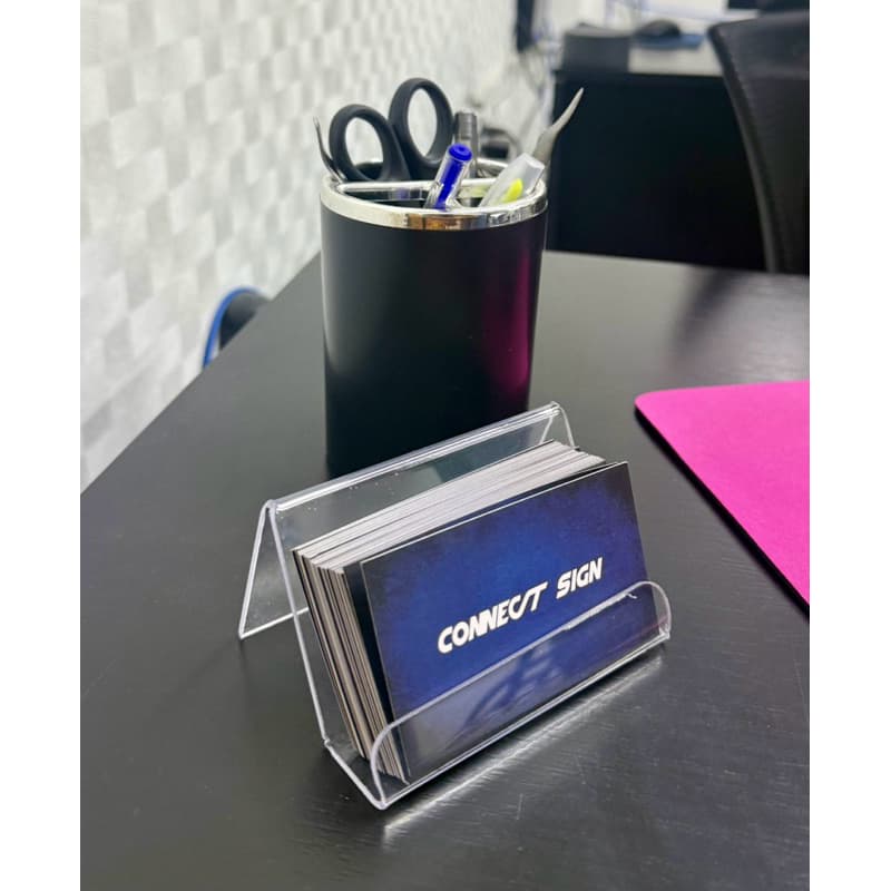 Porta Cartão de Visita em material Transparente – Display de Mesa Profissional