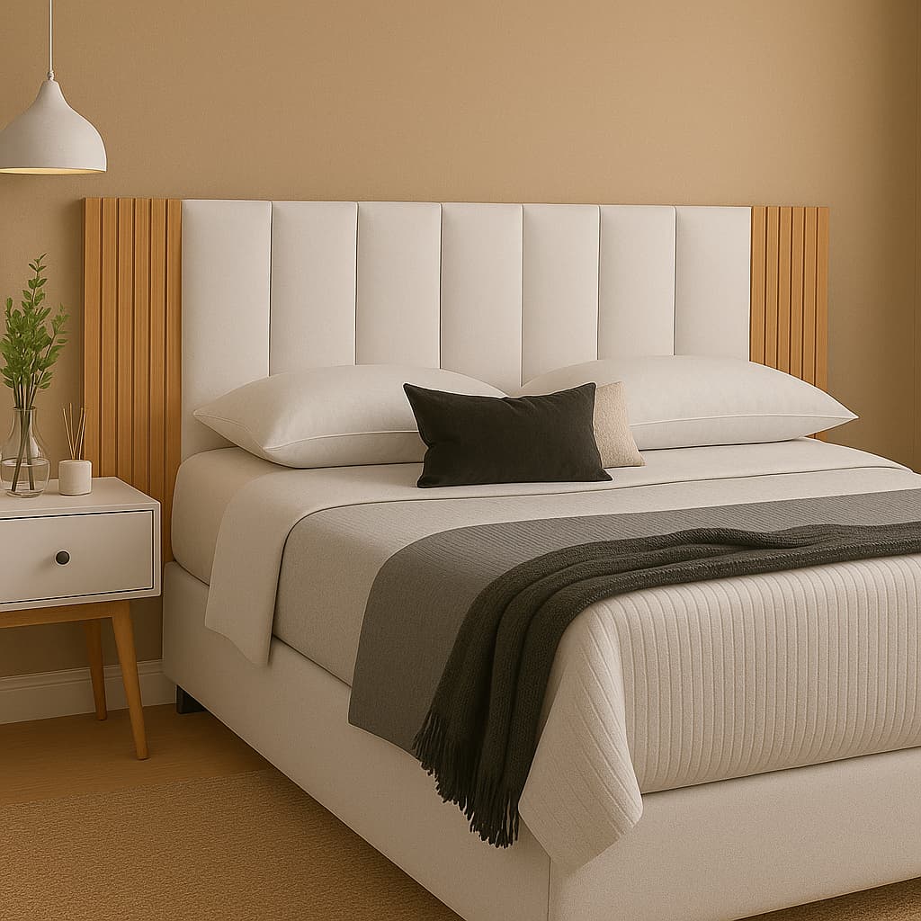 Kit Completo Até 13 Peças Cabeceira Modular + Painel Ripado MDF Para Cama Box Casal King Queen - Envio Imediato