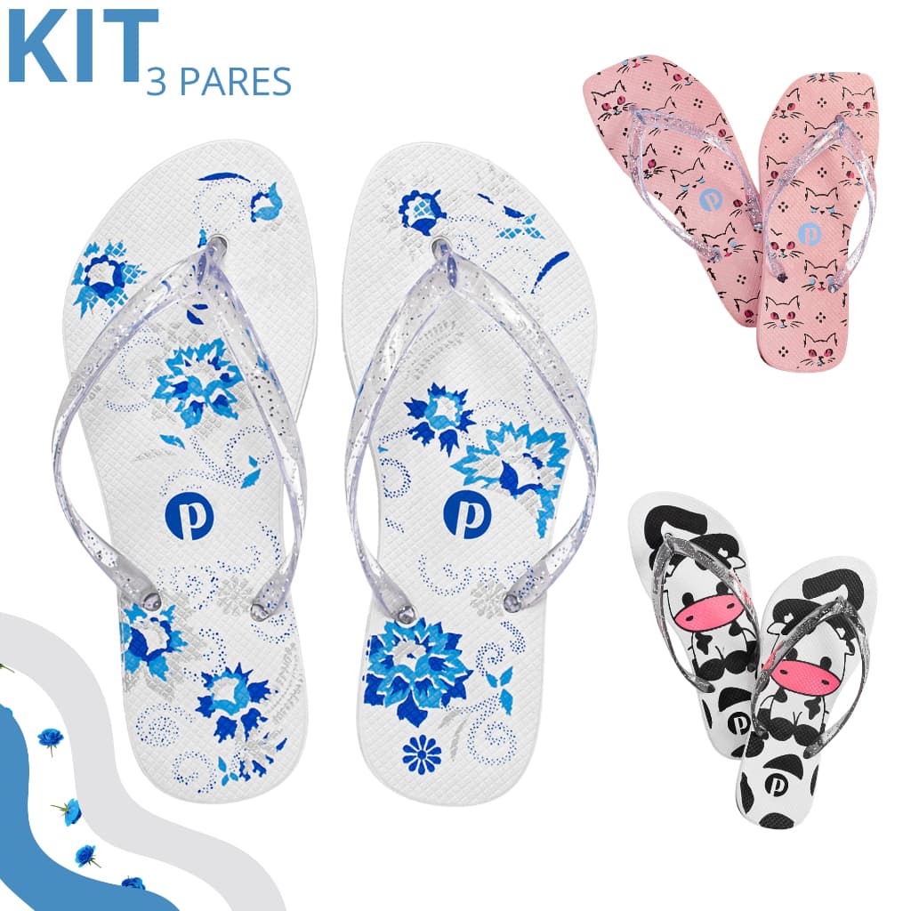 Kit Chinelo Feminino Leve Macio Verão