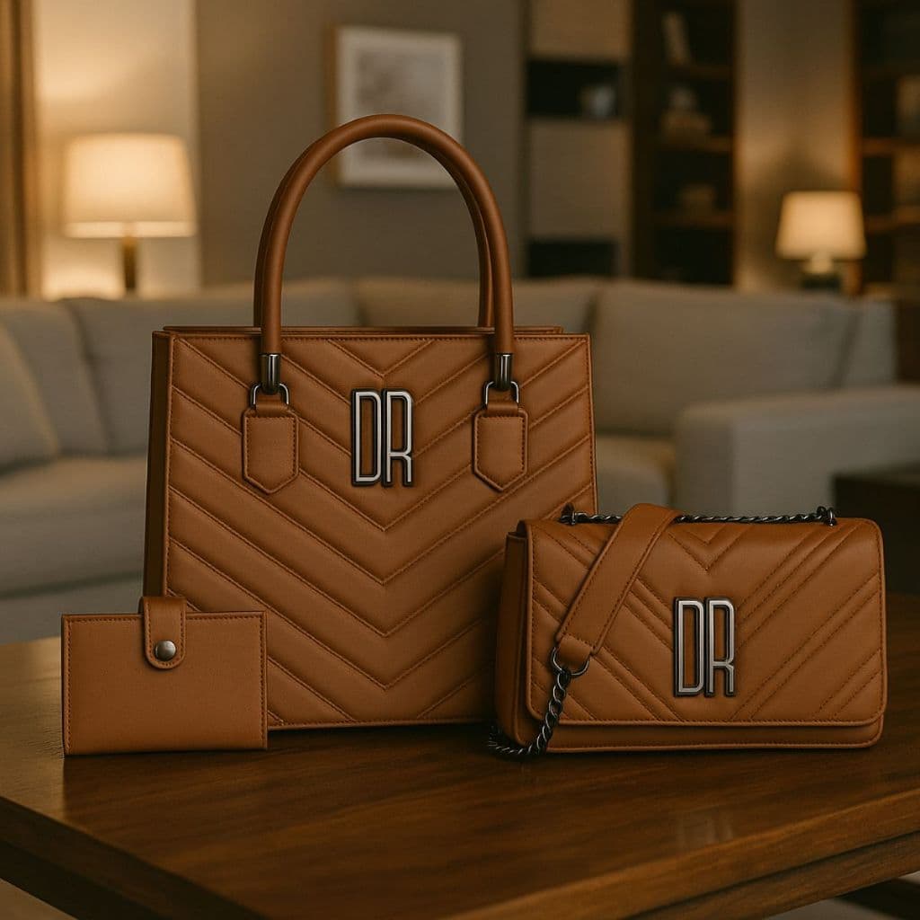 Kit 3 Peças Bolsa Feminina Tiracolo Média Moderna De Ombro + Bolsa Pequena Alça Corrente Tendência