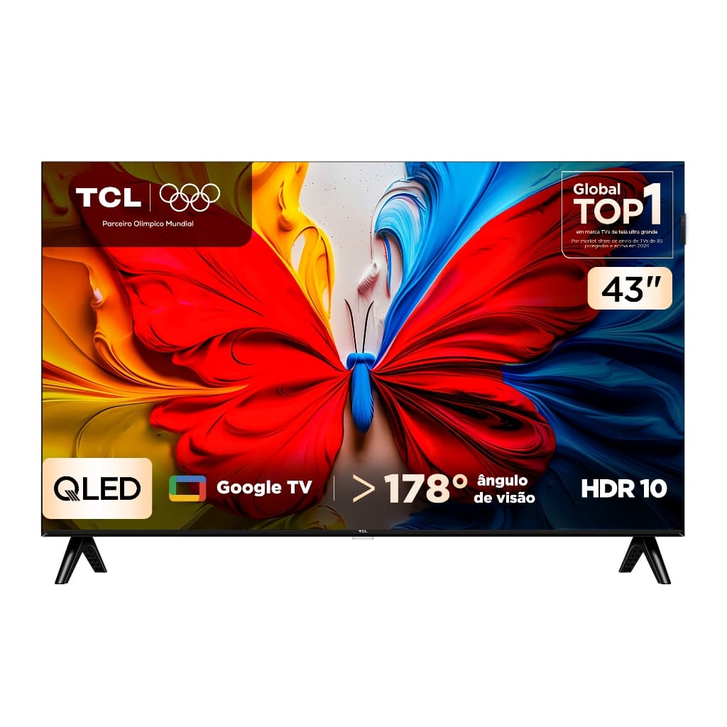 Smart TV TCL 43 Polegadas Full HD QLED S5K WiFi Bluetooth Google TV 2 HDMI HDR10 Dolby Audio 43S5K