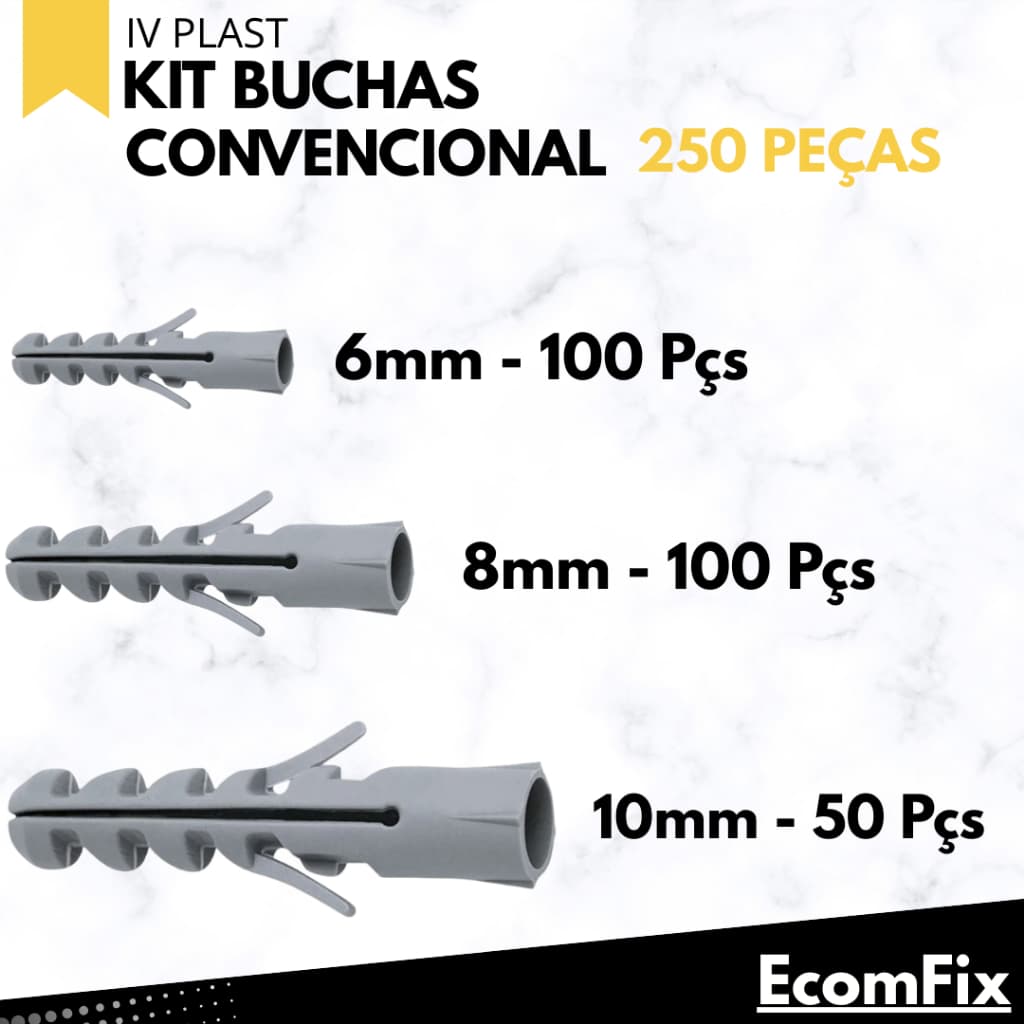 Bucha Plástica Para Parede Tijolo Drywall Alvenaria – Escolha o Tamanho