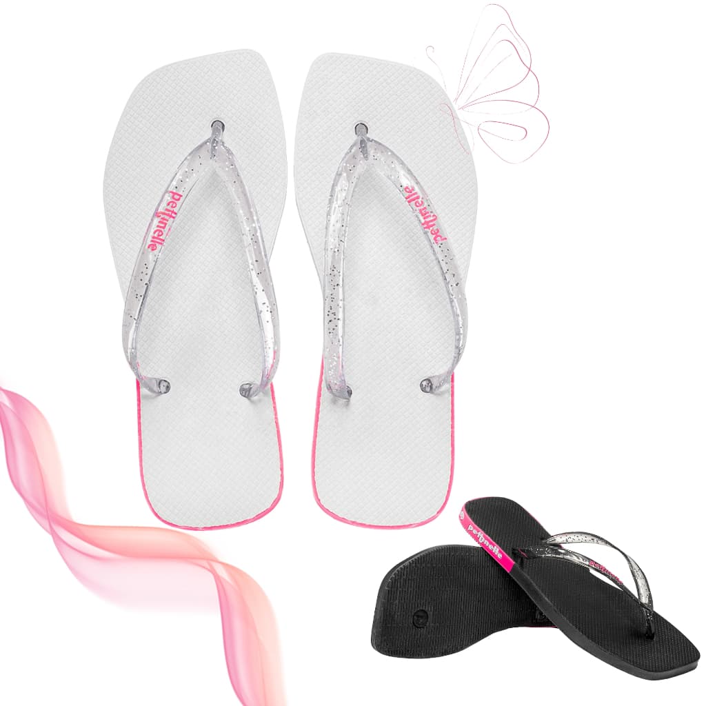 Chinelo Feminino Traserinha Casual Branco Preto Confortável
