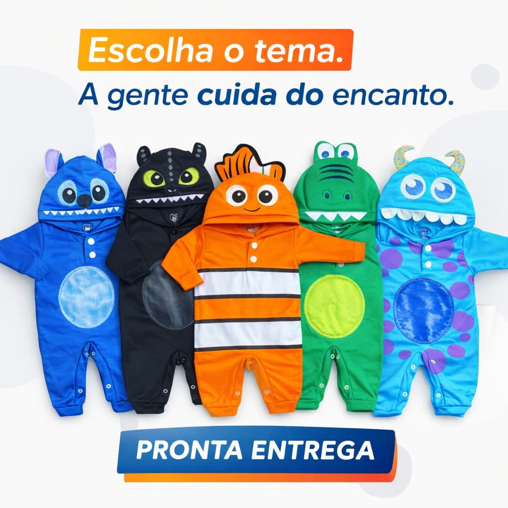 Macacão De Bebê Tematicos Personagens Fantasias Menino Menina Maternidade