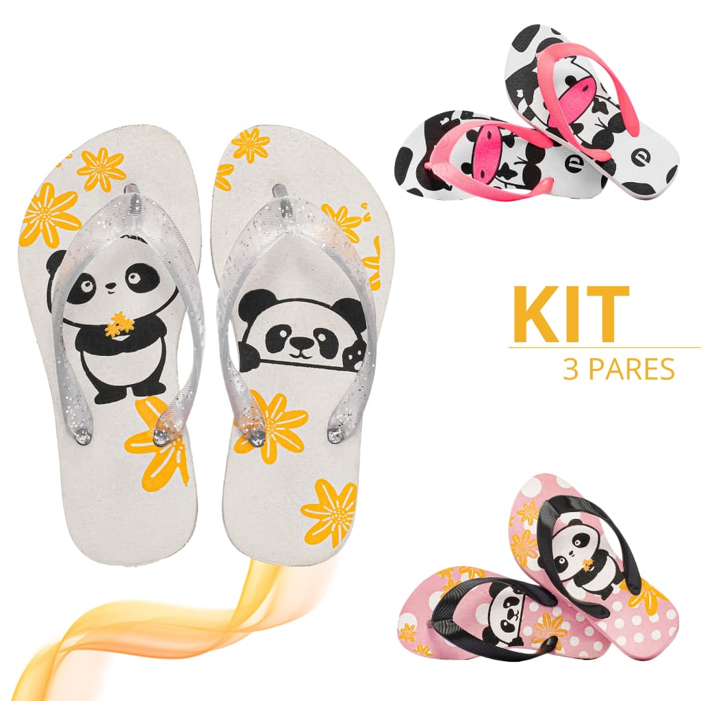 Kit Chinelo Infantil Estampado Macio Verão