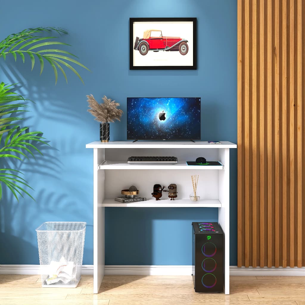 Mesa de Escritório Estilo Industrial com Prateleira