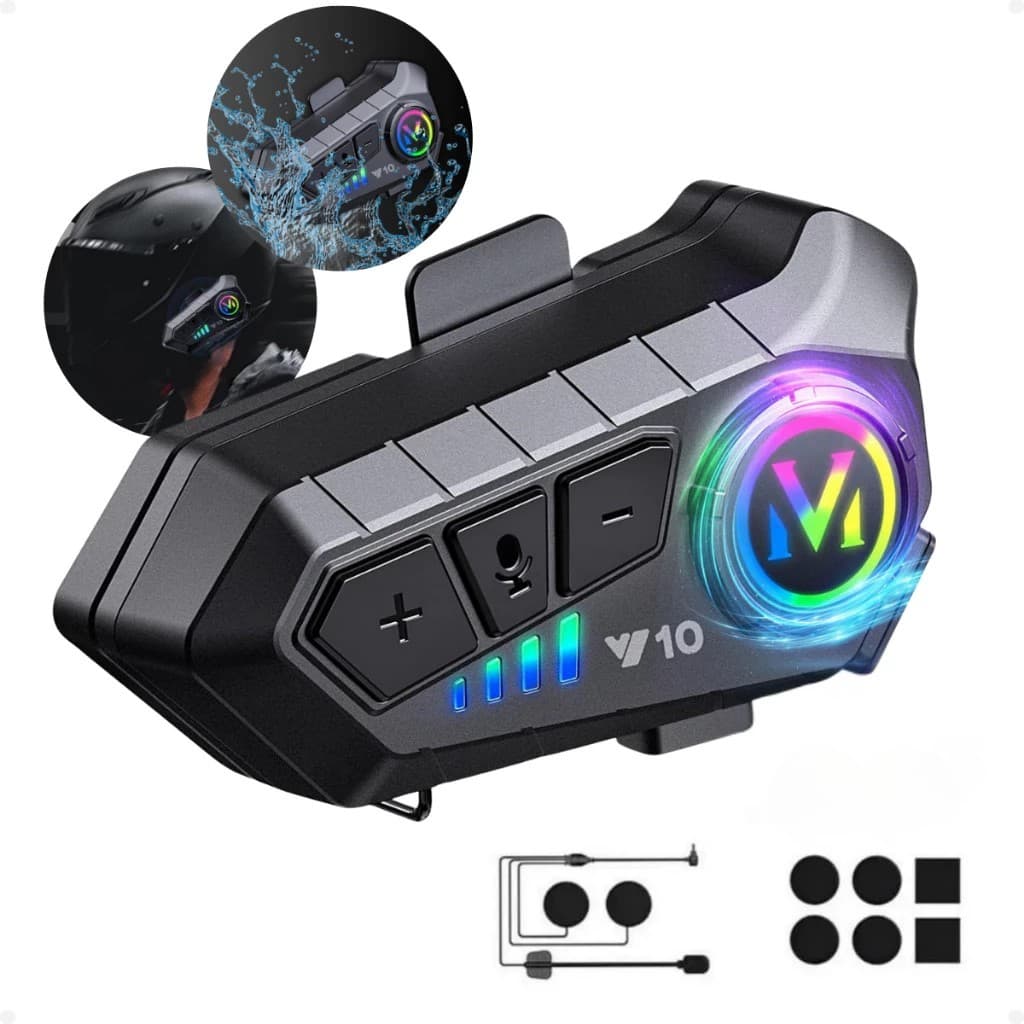 Y10 Motocicleta Sem Fio Bluetooth 5.3 Fone de Ouvido Capacete Kit de Chamadas Mãos Livres À Prova D'Água Intercom-BT