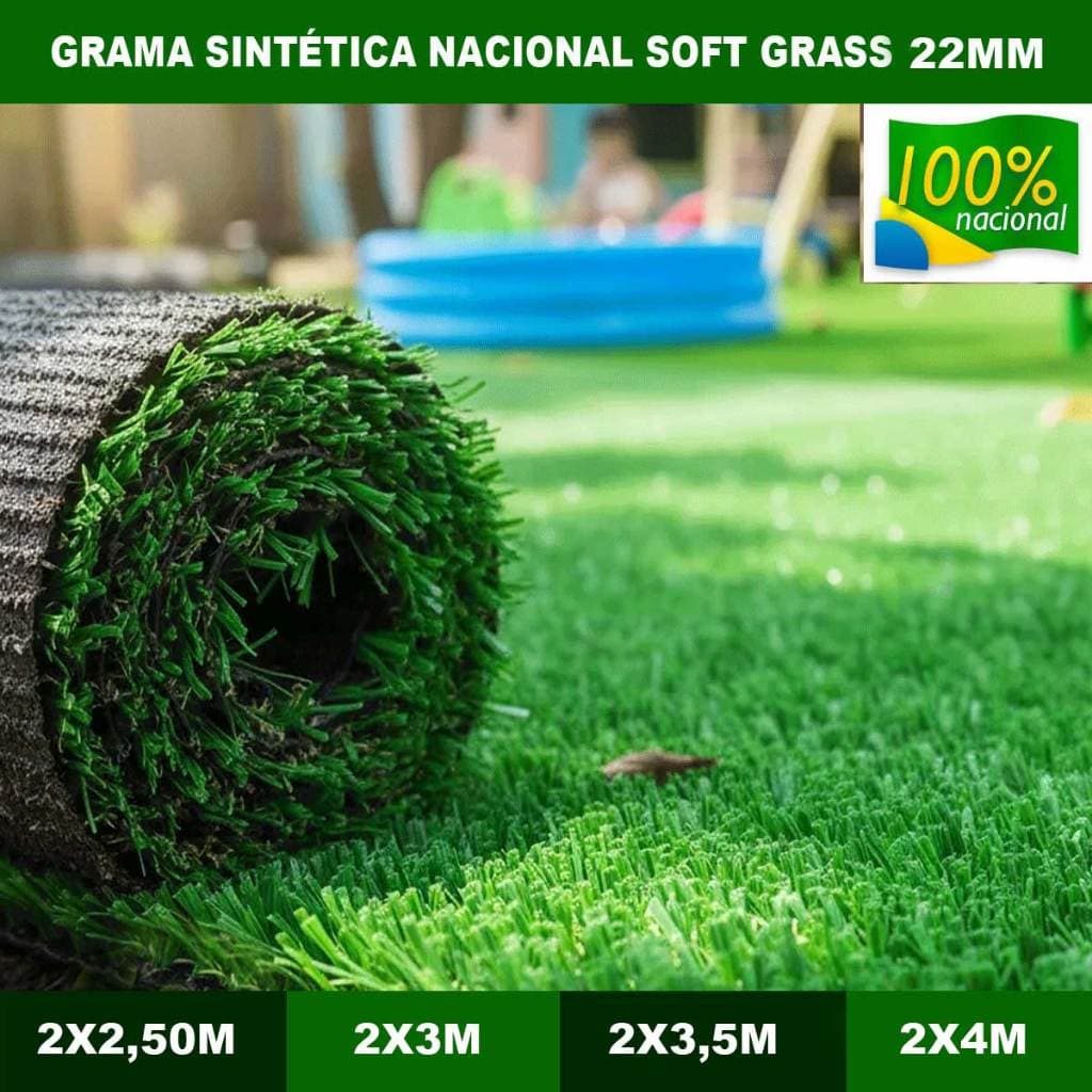 Grama Sintética Soft Grass 22mm  5-6-7-8m² Decorativa Jardim Nacional Anti Fungo Qualidade Plaground