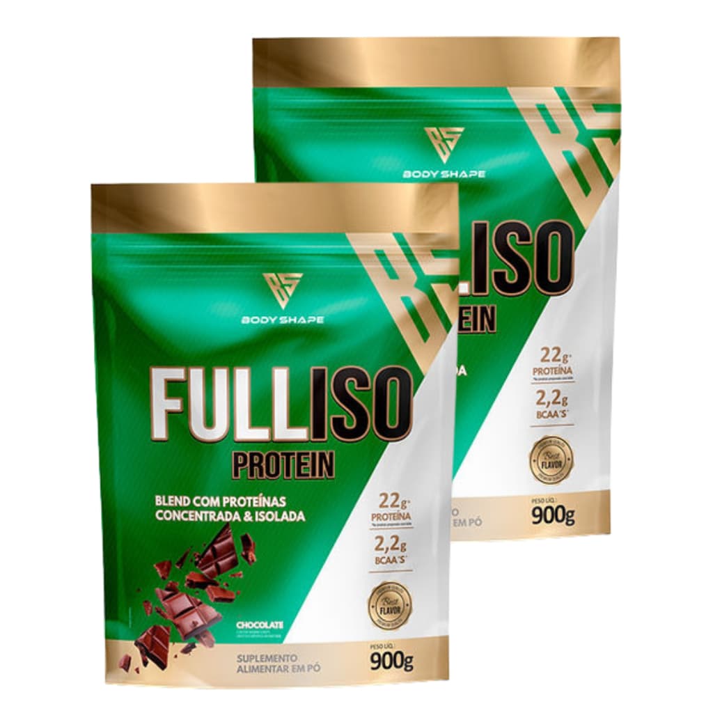 2x Whey Protein Full Iso Protein Blend Concentrado e Isolado 900g Refil - Body Shape