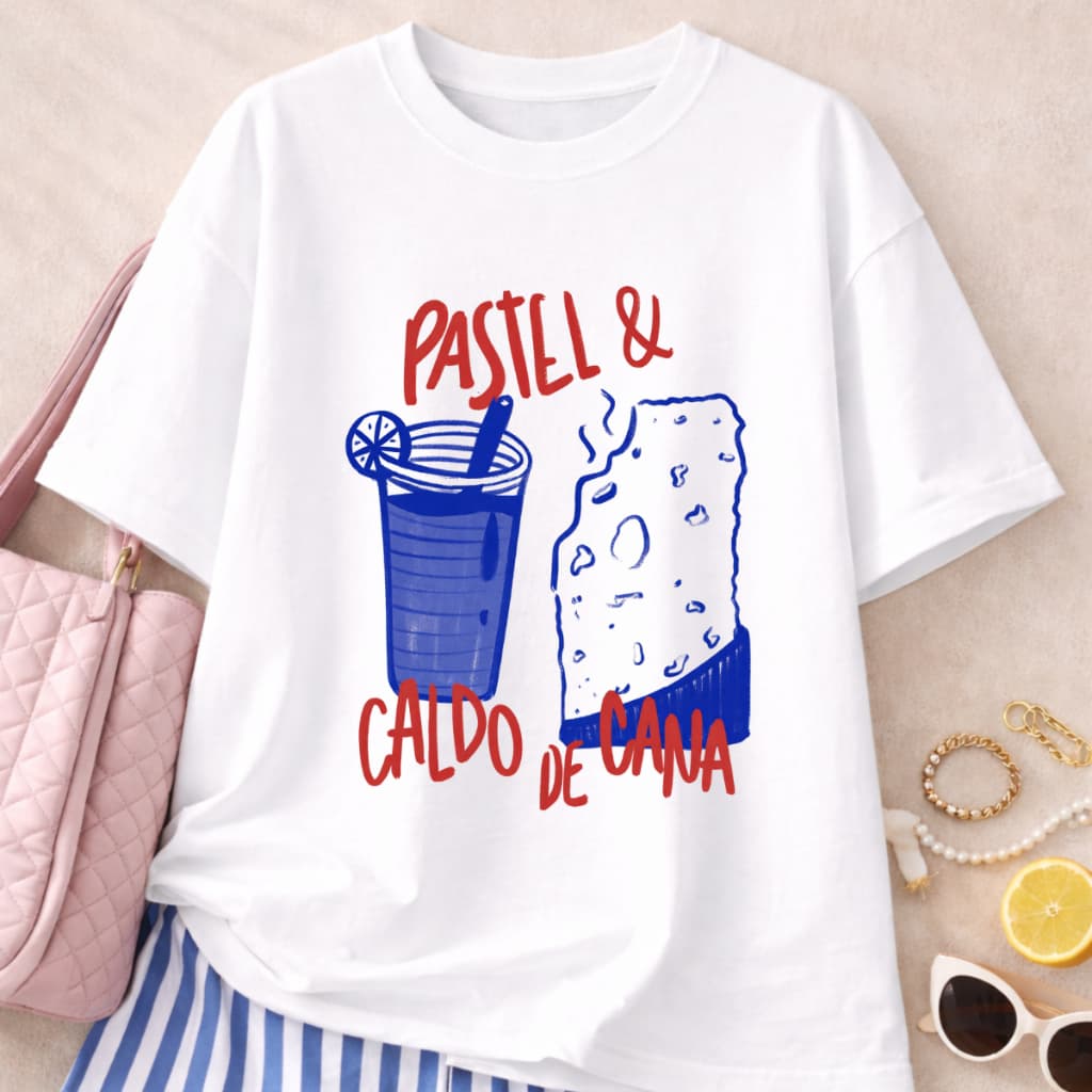 Camiseta Feminina Oversized Verão Pastel e Caldo de Cana Brasilidades 100% Algodão Praia Brasil