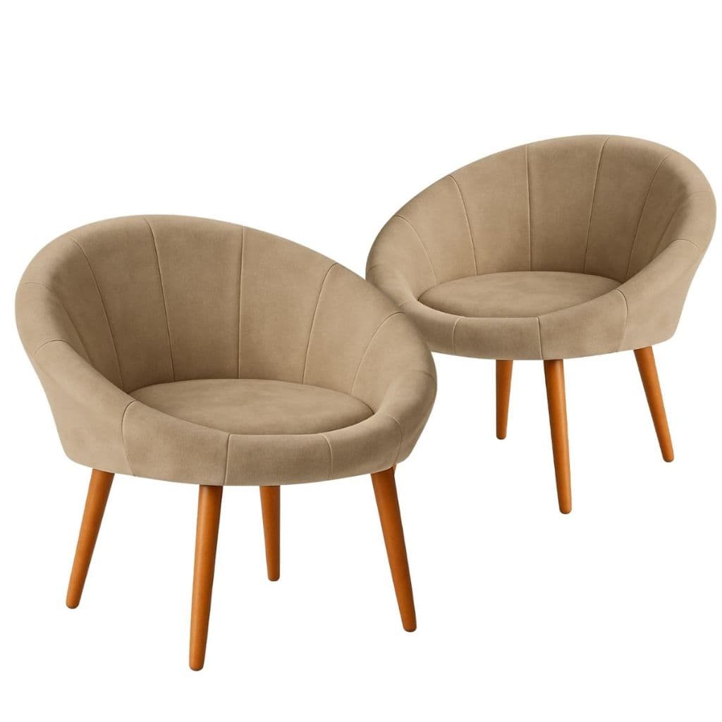 Kit 2 Poltronas Elegante para Sala de Jantar Tecido Veludo Pés de Madeira Resistente