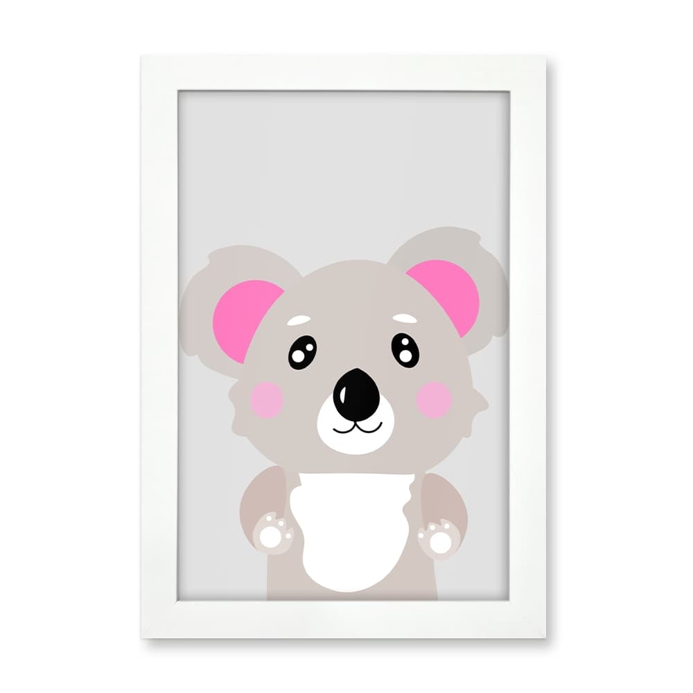 Quadro Coala Coleção Safari Baby com Moldura e Acetato 20x30cm | Decoração Quarto Bebê e Infantil