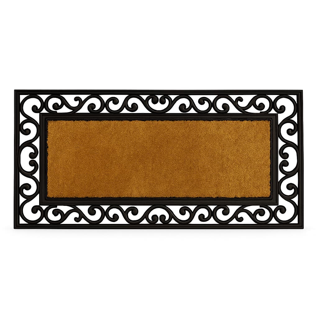 Capacho Antiderrapante Fibra De Coco Imperial 45x120cm Kacyumara Preto Desenho Do Tecido Geométrico