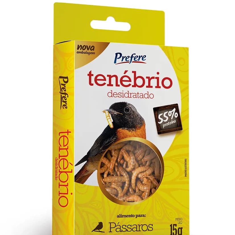 Tenébrio Desidratado Prefere 15g | Proteína Nat Pássaros Canario Coleiro Curio Bicudo Sabia e Outros