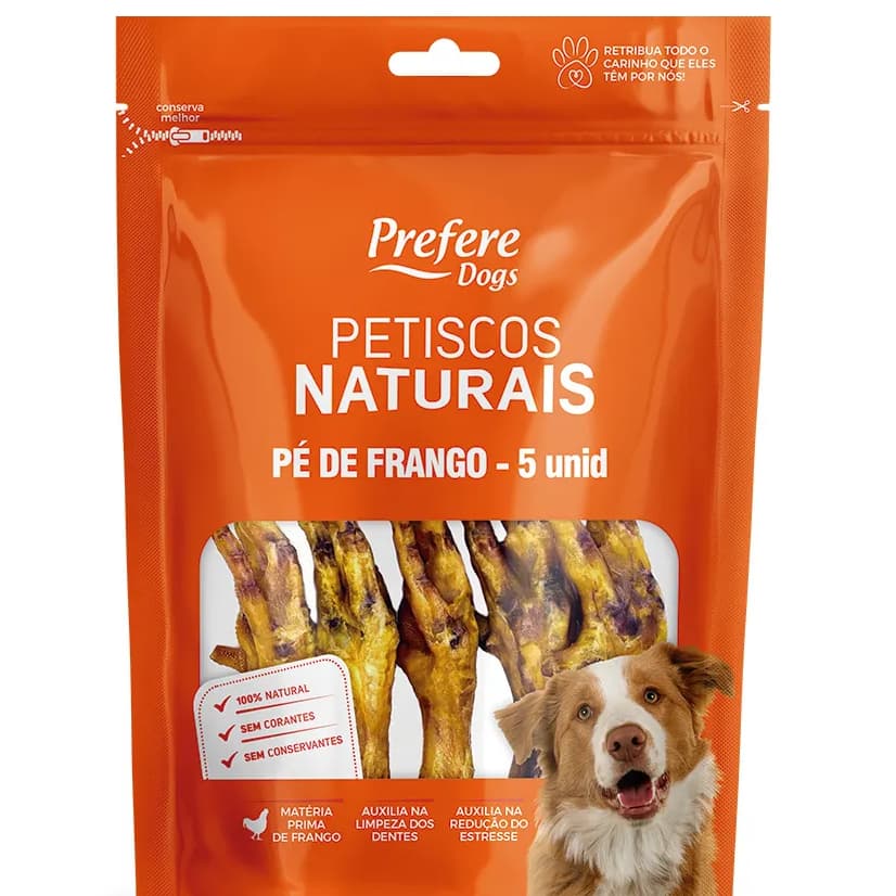 Pé de Frango Natural Prefere 5 Un | Petisco Natural para Cachorros