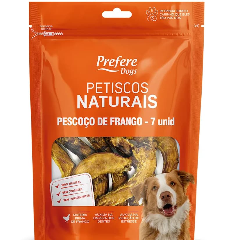 Pescoço de Frango Natural Prefere 7 Un | Petisco Natural para Cachorros
