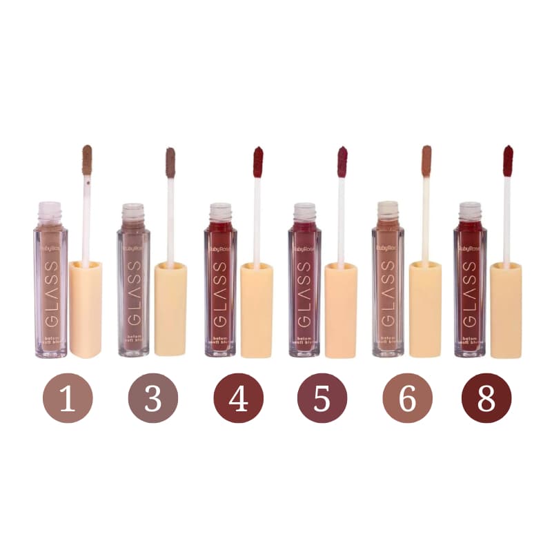 Batom Líquido Soft Blur Glass Ruby Rose HB-579 1/3/4/5/6/8