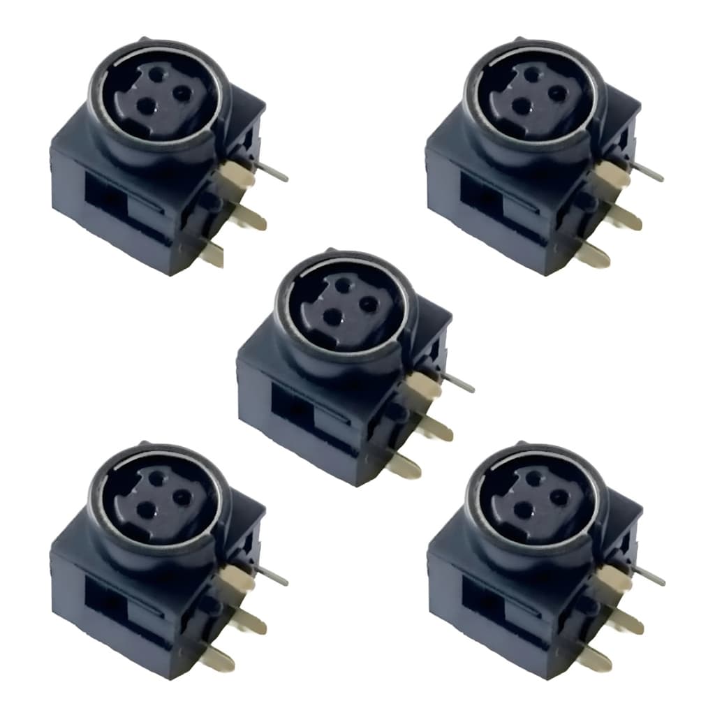 Kit 5 Conector Energia Power Plugue Jack 3 Pinos Fêmea 3 Vias 90º Impressora Térmica Elgin L42 Pro