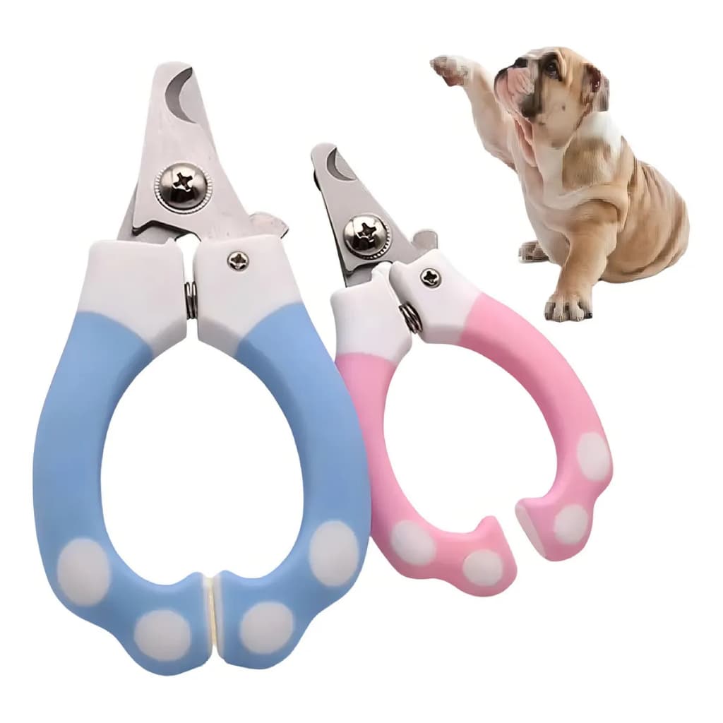 Alicate de Cortar Unha Pet Cachorro Gato Animal Medio Azul e Rosa Com Trava de Segurança Super Afiado