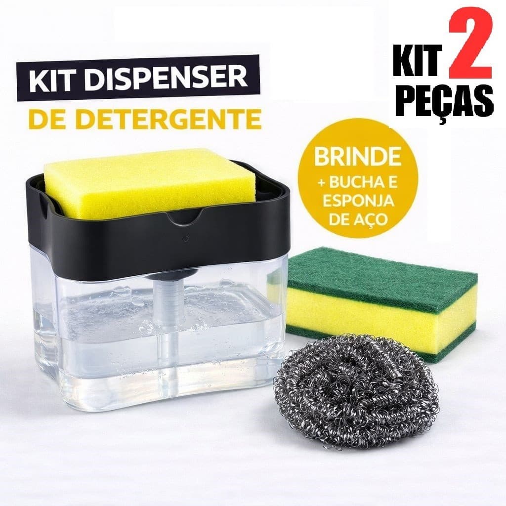 Esponja de Aço + Dispensador Pra Detergente Dispenser Sabao 2x1 Porta 1 Bucha Esponja Limpeza