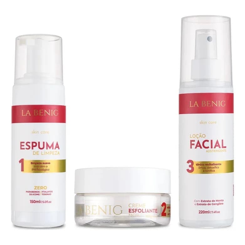 Kit Skincare Limpeza Esfoliante Preparo Sobrancelhas Labenig