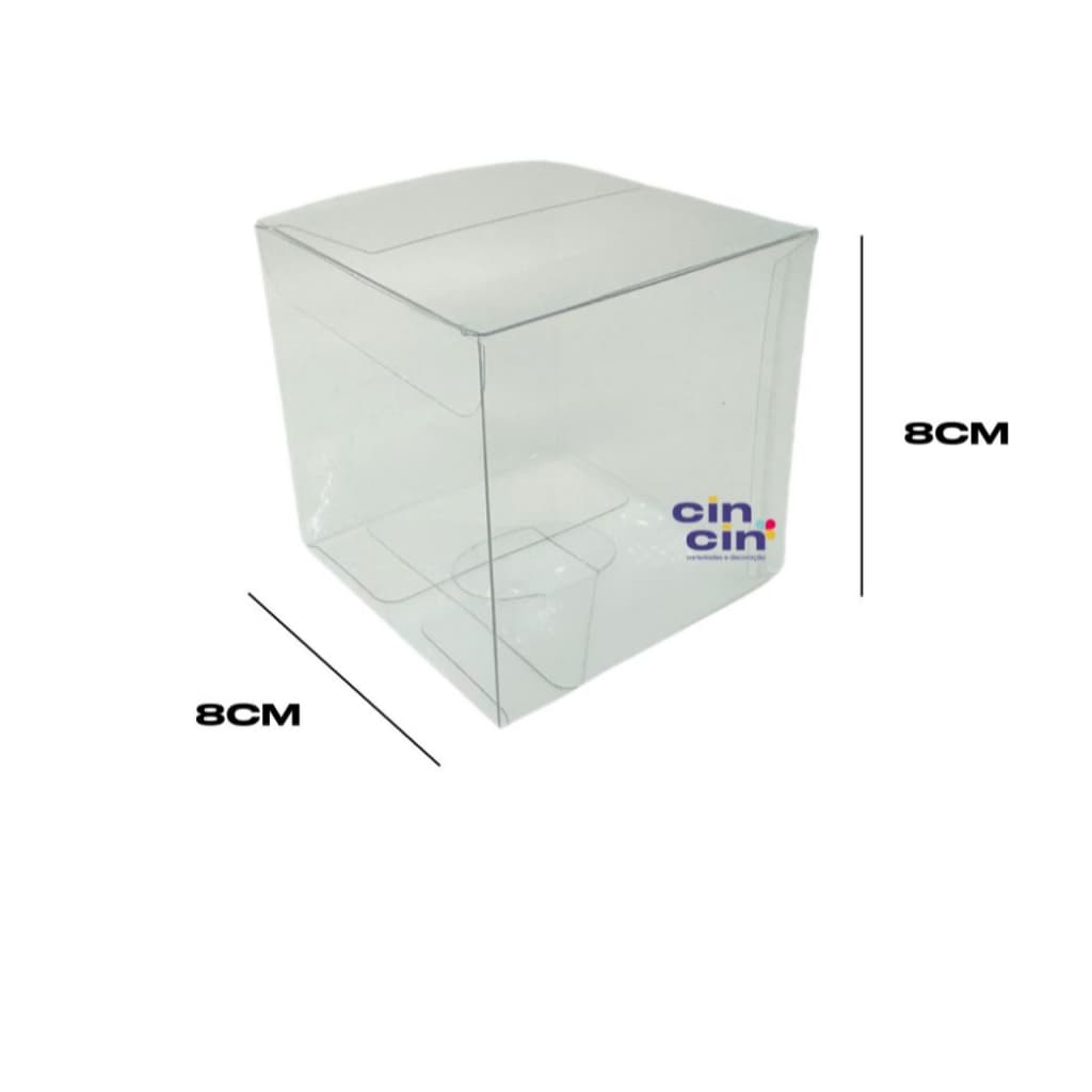 CAIXA DE ACETATO TRANSPARENTE 8CM X8CM PACOTE COM 10 UNIDS