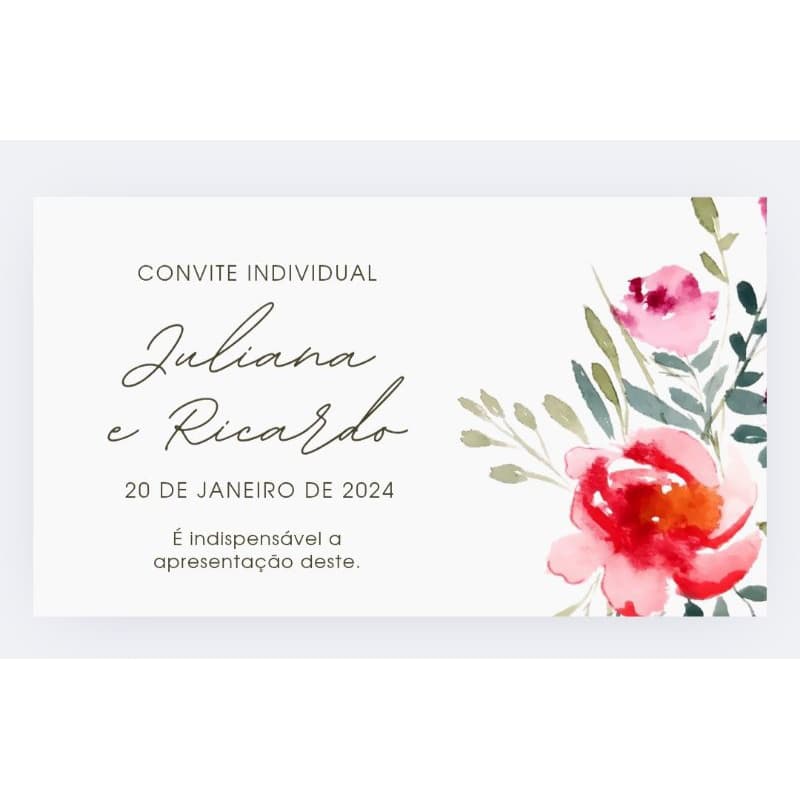 Convite individual 5x3 cm Casamento, 15 anos, infantil, adulto...