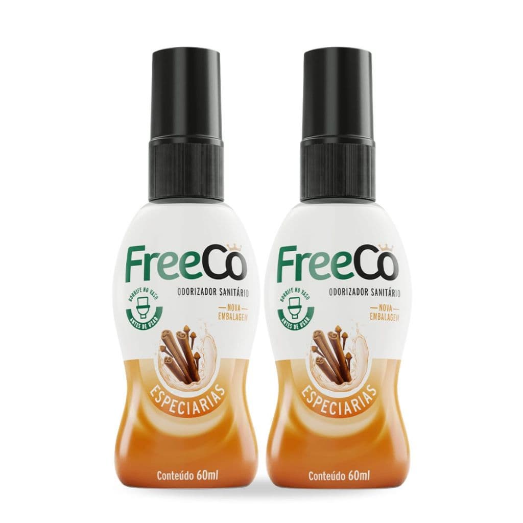 KIT 2 FREECO ESPECIARIAS ODORIZADOR SANITÁRIO 60ML