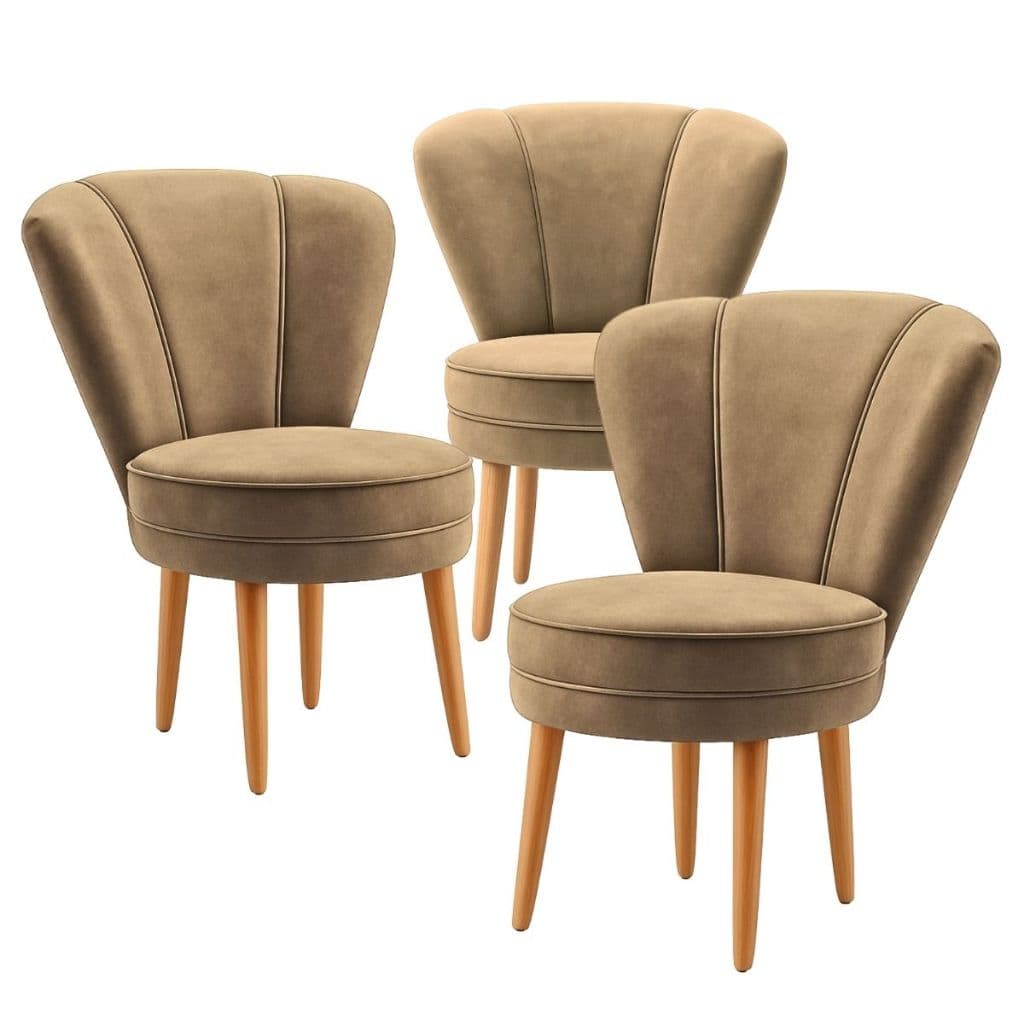Kit 3 Cadeiras Moderna para Mesa de Jantar Pés de Madeira Resistente Estofada Tecido Veludo Macia