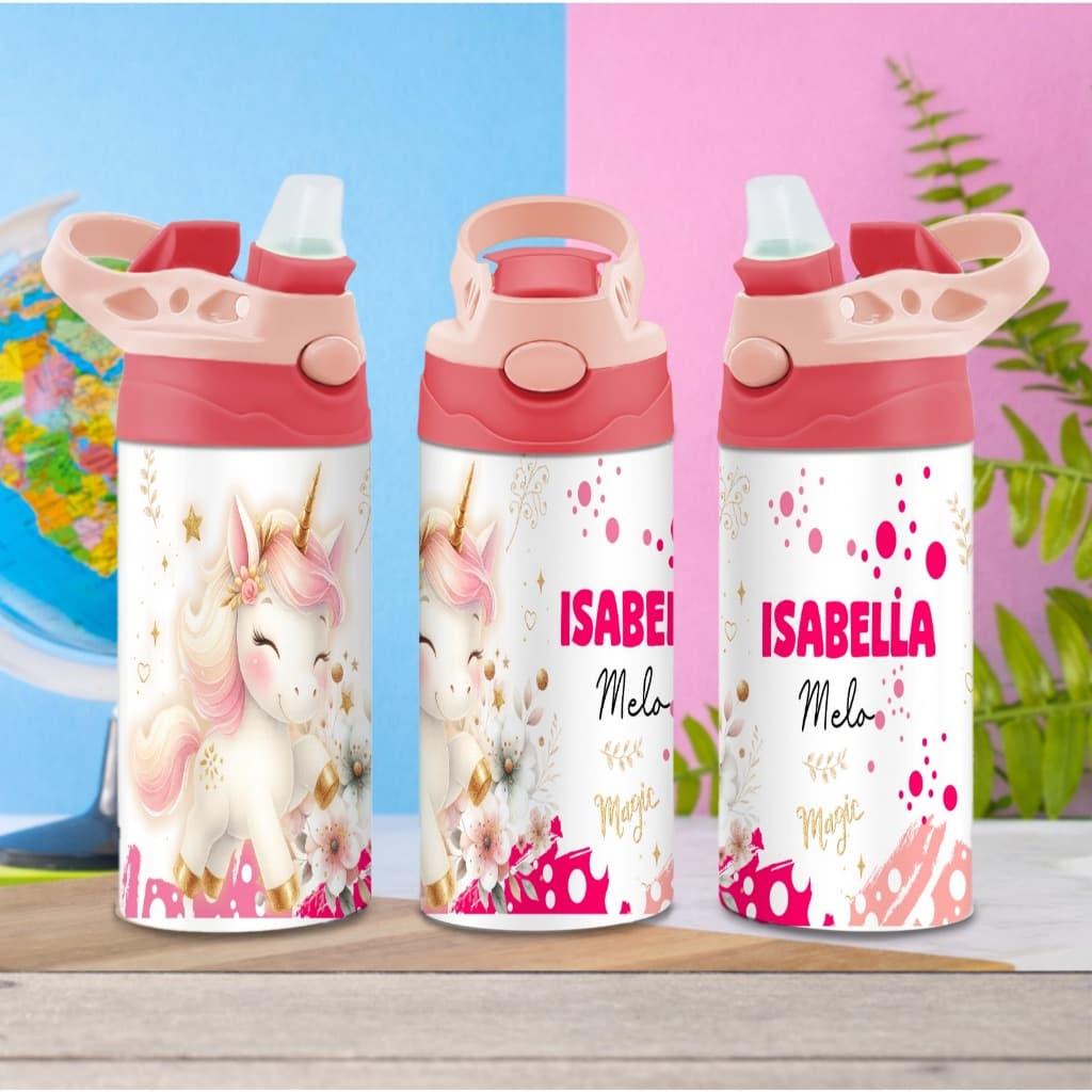 Garrafa Squeeze Escolar Personalizada com Nome - Diversos Temas Infantis (ESCOLHA O TEMA)