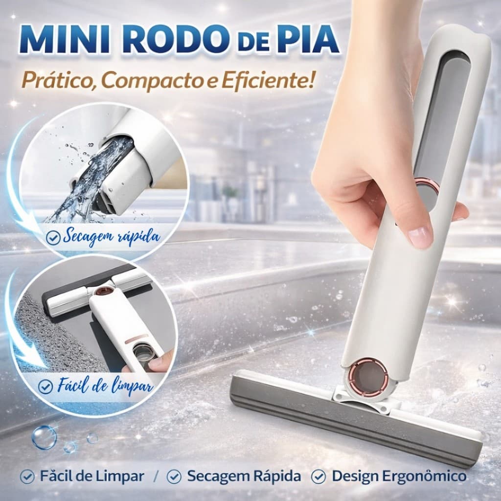 MINI RODO ESFREGÃO ABSORVENTE PORTÁTIL LIMPEZA MULTIFUNCIONAL MESA JANELA PIA FORTE ROTATIVO