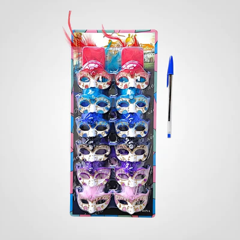 Kit 12 Imã Mini Máscara Veneziana Carnaval Decorar Festa Pequena Decoração