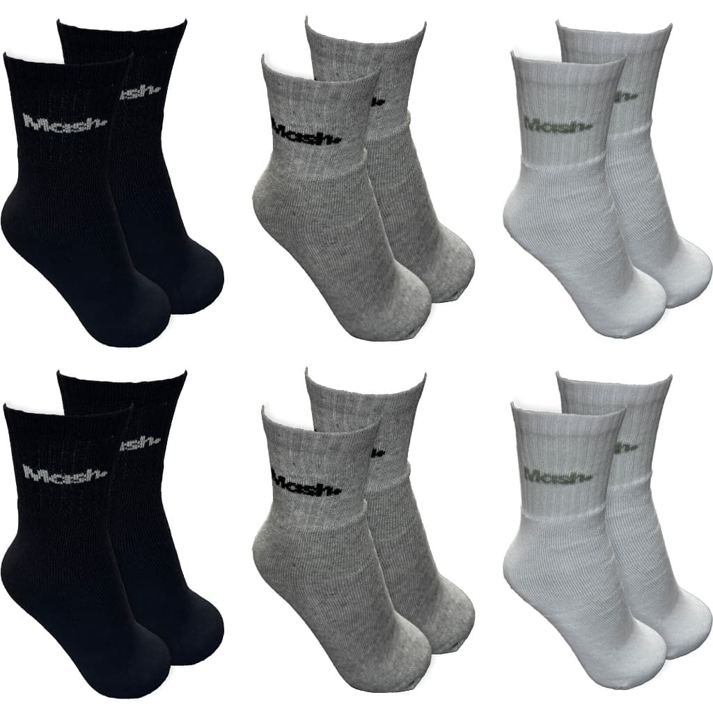 Kit 6 Pares De Meias Esportivas Mash Em Algodão Cano Médio Alto Confortável