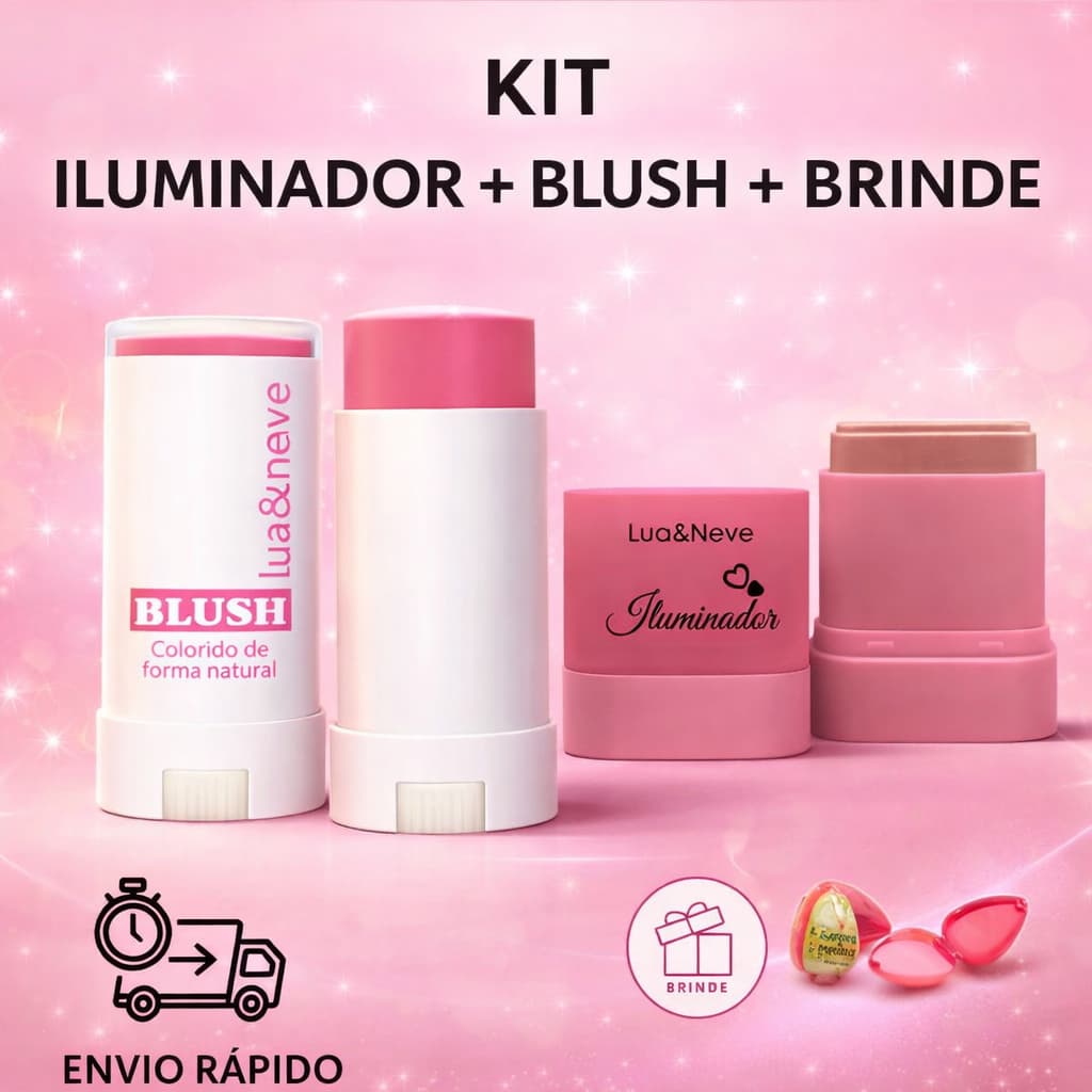 KIT  ILUMINADOR + BLUSH + BRINDE