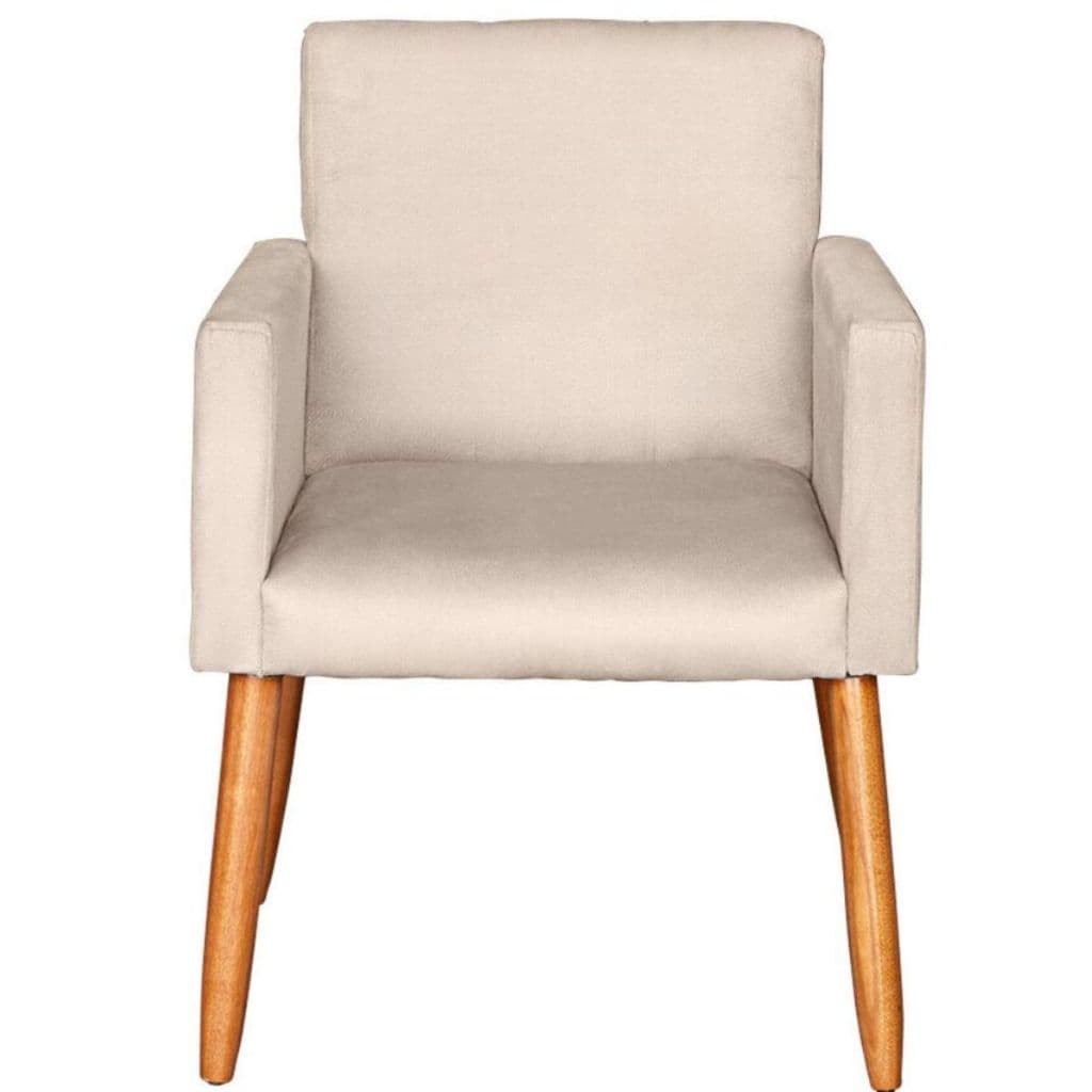 Poltrona Decor Tecido Suede Macia Resistente para Sala de Espera Pés de Madeira Reforçado
