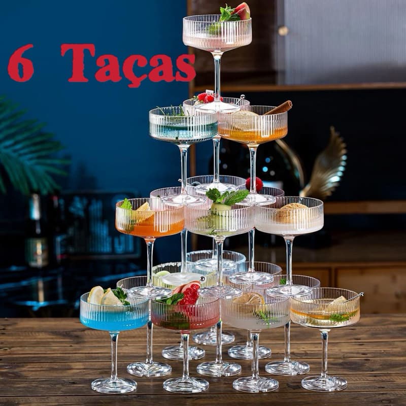 Jogo com 6 Taças Para Sobremesa Latinos De Vidro 6 Unidades - 300ml