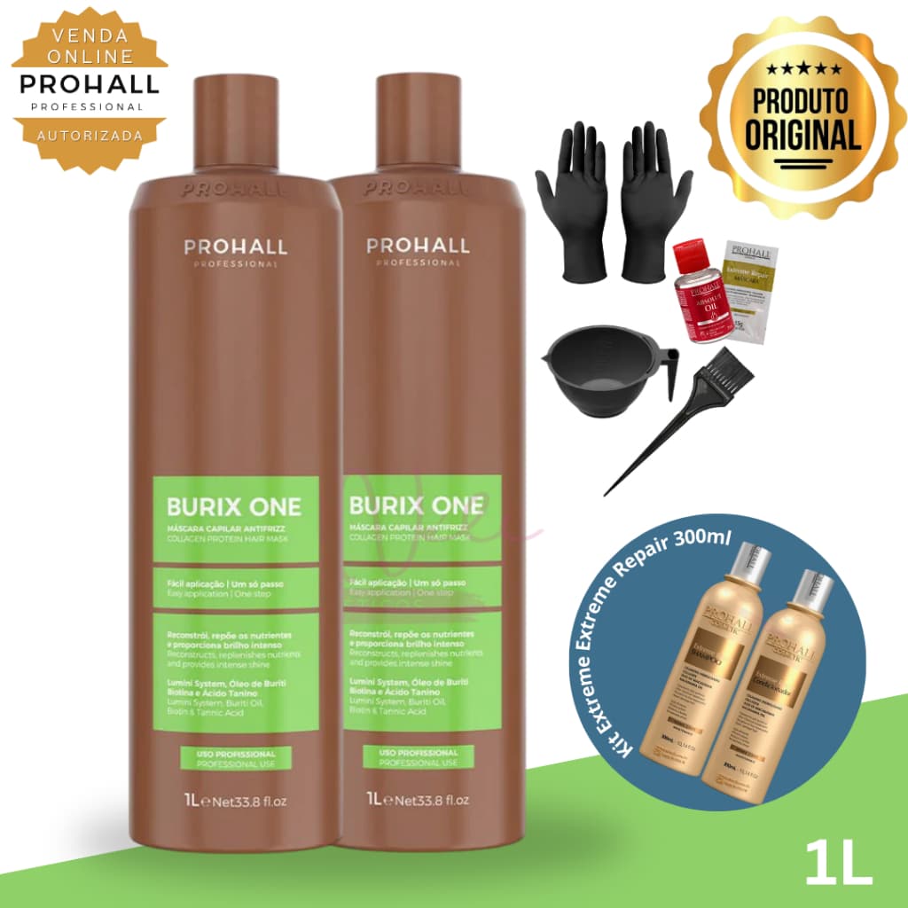 2 Burix One Prohall 1L Progressiva Antifrizz Alinhamento Capilar