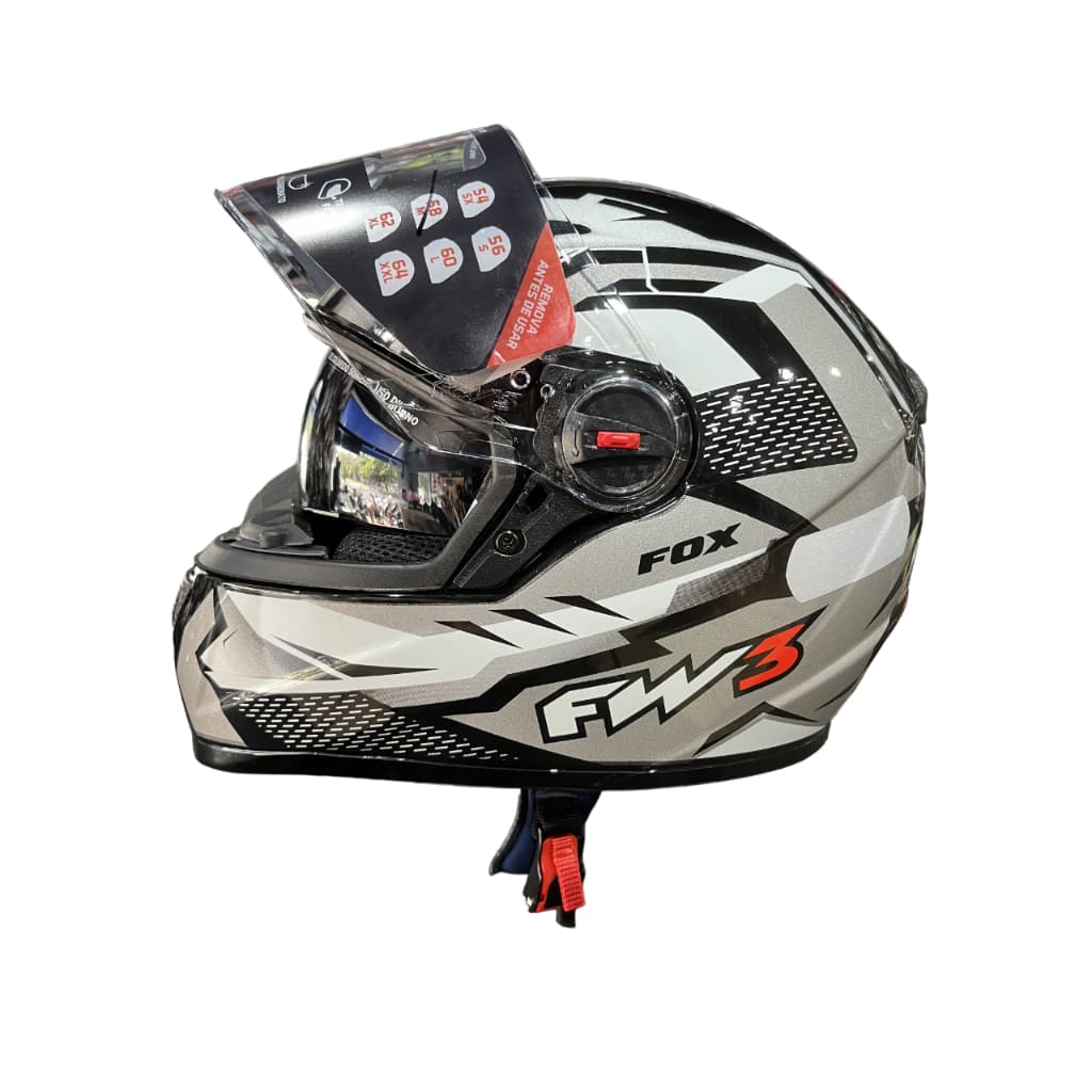 Capacete FW3 GTX Fox Grafite com Ócolos Interno e Narigueira Alta.