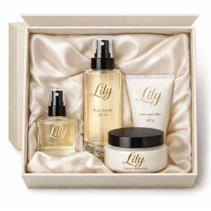 kit Perfume Lily +Body Splash +2 Hidratante Mulher cheirosa