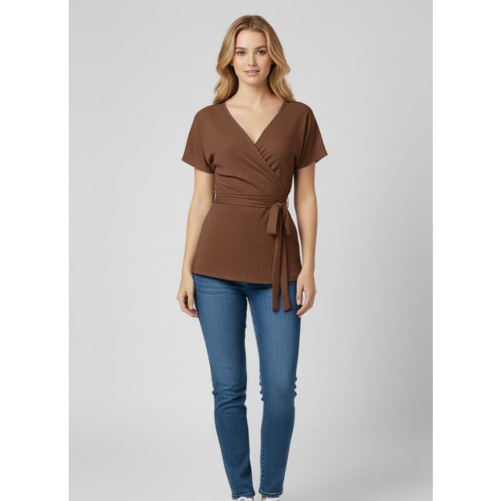 Blusa Feminina Kimono Alongada Gola V Manga Curta 2 em 1