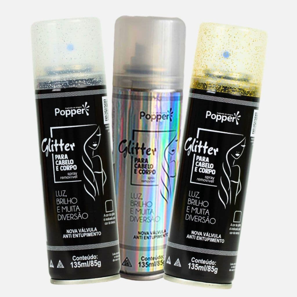 Spray Glitter Popper Para Cabelo Pele Roupas Festas Carnaval